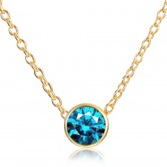 Fashion Rhinestone Round Women Lady Pendant Necklace Gold Chain Choker Jewelry December