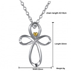 New Women Love Heart Ctystal Silver Gold Heart Crystal Bib Necklace Jewelry Cross