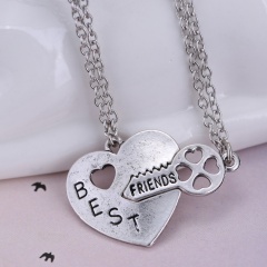 Best Friends Stainless Steel Set Chain Stitching Pendant Necklace Couple Jewelry Best