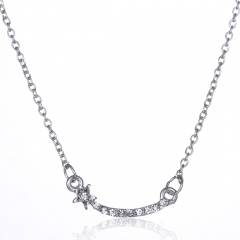 Simple Gold Rhinestone Star Pendant Chain Necklace Wholesale Silver
