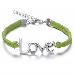 LOVE Charm Bracelet 2019 Fashion leather bracelets colorful chain bangles vintage jewelry gift For women girls green