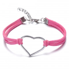 Leather Chain Silver Handmade Adjustable Bracelet Wholesale for Women Pink