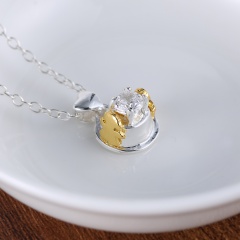 Silver Heart Cross Lady Womens Crystal Zircon Pendant Necklace Chain Jewellery Gold
