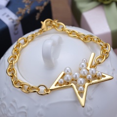 Golden Silver Star Bracelet Fashion Glamour Lady Bracelet Star Pearl Jewelry Bracelet Gift gold