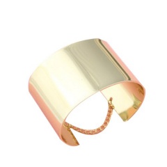 Fashion Gold Alloy Open Bangle Wholesale Statement Women's Bracelet with Chain Gold