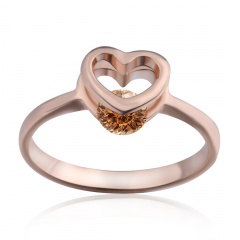 Rose Gold Heart with Diamond Women's Wedding Ring 17
