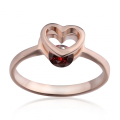Wedding Party Bridal Rings Crystal Hollow Heart Women Jewelry Gift 7 Red Crystal