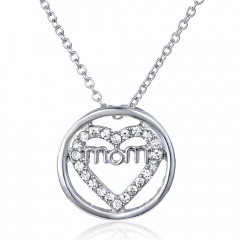 Fashion Silver Heart Shape Pendant Necklace Alloy Jewelry Wholesale MOM