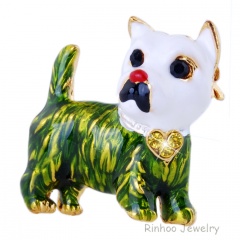 Wholesale Fashion Brooch Factory Price Dog Green