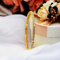Rihoo Hot Fashion 1 Row Rhinestone Wedding Bridal Bracelet Bangle gold silver Wristband Women Jewelry gift fashion gold