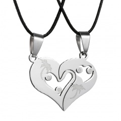 Heart Couple Necklace Set Stainless Steel Jewelry Set Heart