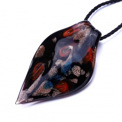 Fashion Charm Murano Lampwork Glass Leaf Pendant Necklace Jewelry Holiday Gift Red Blue
