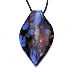 Fashion Charm Murano Lampwork Glass Leaf Pendant Necklace Jewelry Holiday Gift Blue Red