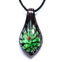 Chic  Women Glass Heart Waterdrop Pendant Necklace Murano Lampwork Jewelry Party Gift Waterdrop Green