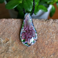 Fashion Women Glass Leaf Flower Pendant Necklace Murano Lampwork Party Jewelry Gift Purple
