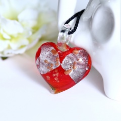 Fashion Heart Flower Lampwork Murano Glass Necklace Pendant Jewelry Hot Red