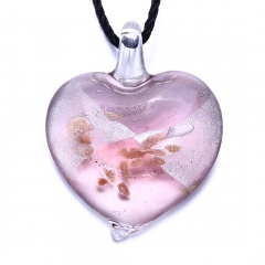 Fashion Heart Flower Lampwork Murano Glass Necklace Pendant Jewelry Hot Pink