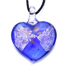 Fashion Heart Flower Lampwork Murano Glass Necklace Pendant Jewelry Hot Blue