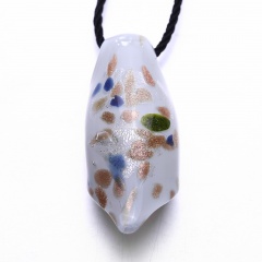 Fashion Women Lampwork Glass Gold Leaf Pendant Necklace Murano Jewelry Party Gift White