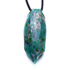 Fashion Women Lampwork Glass Gold Leaf Pendant Necklace Murano Jewelry Party Gift Green