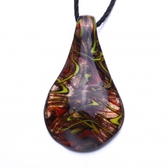 Fashion Women Jewelry Glass Heart Drop Flower Inside Lampwork Pendant Necklace Gifts Waterdrop Red