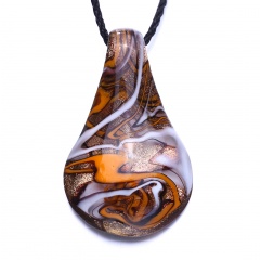 Fashion Women Jewelry Glass Heart Drop Flower Inside Lampwork Pendant Necklace Gifts Waterdrop White