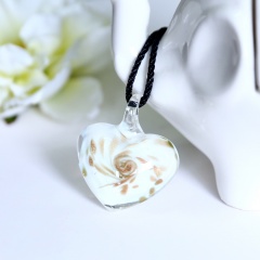 Fashion Women Murano Glass Geometric Heart Flower Pendant Necklace Jewelry Gift White