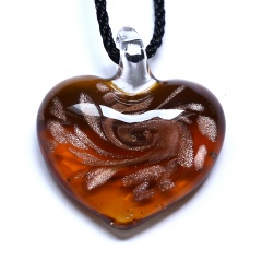 Fashion Women Murano Glass Geometric Heart Flower Pendant Necklace Jewelry Gift Coffee