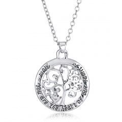 Fashion Silver Circle Family Tree Pendant Charm Necklace Circle