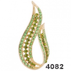 Fashion Leaf Shape Rhinestone Alloy Brooch Exquisite Women's Brooch Jewelry Green