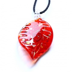 Fashion Leaf Heart Starfish Murano Glass Geometric Flower Pendant Necklace Women Jewelry Gift Leaf  Red