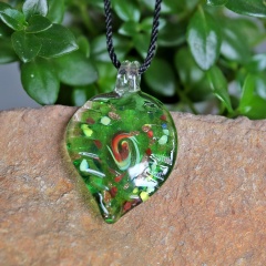 Fashion Leaf Heart Starfish Murano Glass Geometric Flower Pendant Necklace Women Jewelry Gift Leaf Green