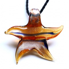 Fashion Leaf Heart Starfish Murano Glass Geometric Flower Pendant Necklace Women Jewelry Gift Starfish Coffee