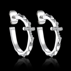 Simple Fashion Cross Crystal Sterling Silver Earrings cross