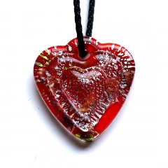 Heart Murano Glass Geometric Flower Pendant Necklace Women Jewelry Gift Red