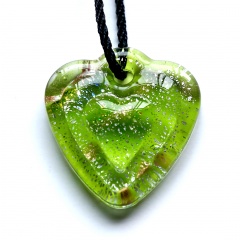 Heart Murano Glass Geometric Flower Pendant Necklace Women Jewelry Gift Green