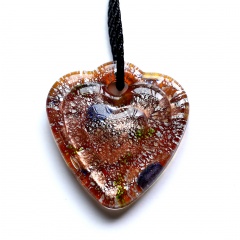 Heart Murano Glass Geometric Flower Pendant Necklace Women Jewelry Gift Coffee