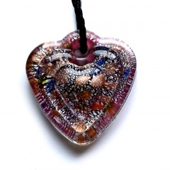 Heart Murano Glass Geometric Flower Pendant Necklace Women Jewelry Gift Purple