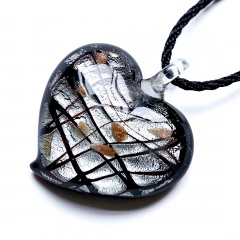 Peach Heart Sands Glass Necklace Heart