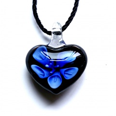 Fashion Women Heart Flower Murano Glass Geometric Pendant Necklace Jewelry Gift Blue