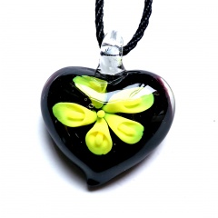 Fashion Women Heart Flower Murano Glass Geometric Pendant Necklace Jewelry Gift Yellow