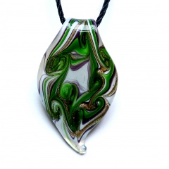 Spiral Pattern Murano Glass Geometric Flower Pendant Necklace Women Jewelry Gift Green