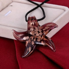 Fashion Starfish Murano Glass Geometric Flower Pendant Necklace Women Jewelry Gift Purple