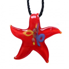 Fashion Starfish Murano Glass Geometric Flower Pendant Necklace Women Jewelry Gift Red