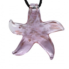 Fashion Starfish Murano Glass Geometric Flower Pendant Necklace Women Jewelry Gift Pink