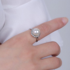 Fashion Women Pearl Ring Wedding Party Boho Jewelry Size 7 7