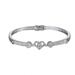 fashion silver heart crystal bangle women's jewelry heart