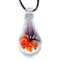 Fashion Starfish Waterdrop Murano Glass Geometric Flower Pendant Necklace Women Jewelry Gift Waterdrop Orange+Purple