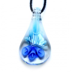 Fashion Starfish Waterdrop Murano Glass Geometric Flower Pendant Necklace Women Jewelry Gift Waterdrop Blue