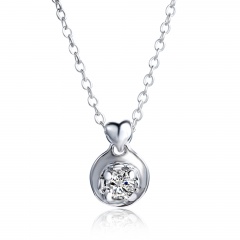 Silver Heart Cross Lady Womens Crystal Zircon Pendant Necklace Chain Jewellery Silver